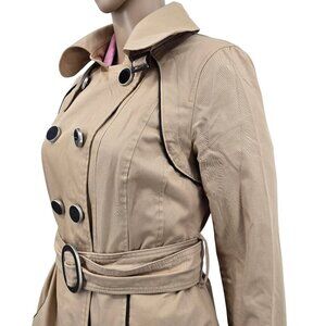 Soia & Kyo Khaki Piped and  Belted Trench Coat, Women's Medium